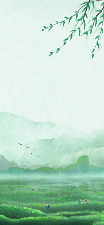 春雨茶园 农人采茶图