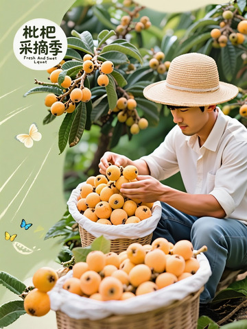 枇杷采摘季新鲜甜美枇杷