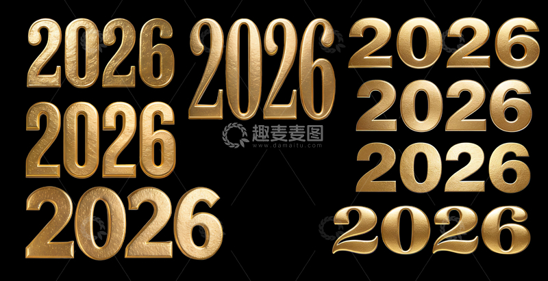 源文件下载【趣麦麦图】金色字体2026