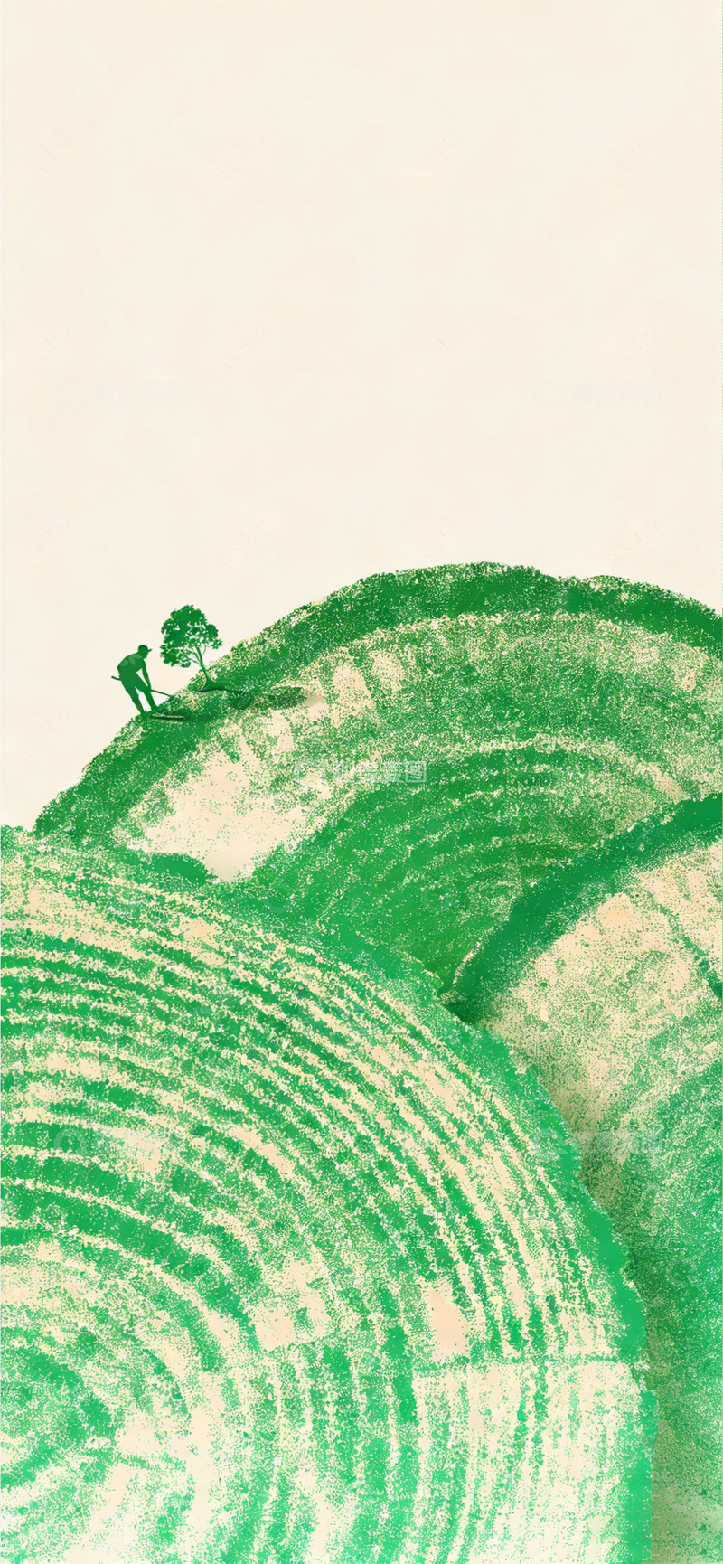 高清大图下载【趣麦麦图】春日垦荒 绿意新生图