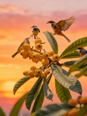 鸟语花香秋日枇杷果