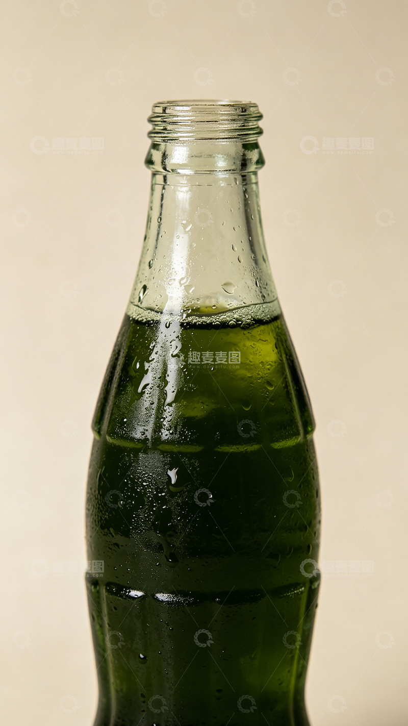 高清大图下载【趣麦麦图】绿色玻璃瓶特写摄影