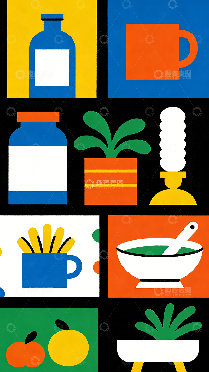 高清大图下载【趣麦麦图】-现代风格生活用品插画集合