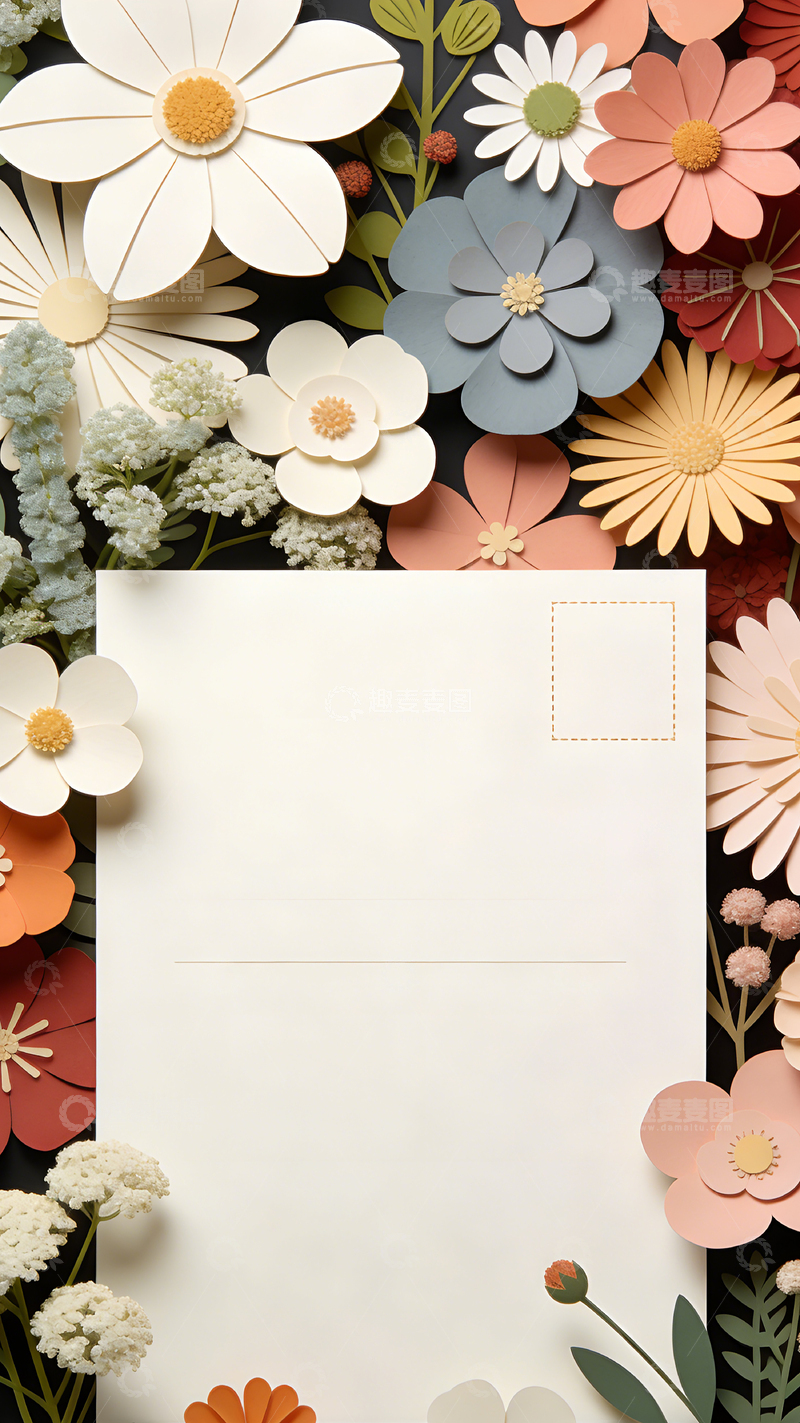 高清大图下载【趣麦麦图】纸艺花卉贺卡设计模板