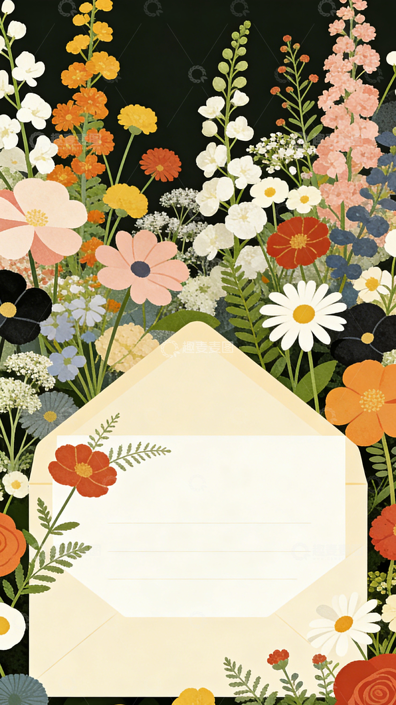高清大图下载【趣麦麦图】鲜花信封插画设计