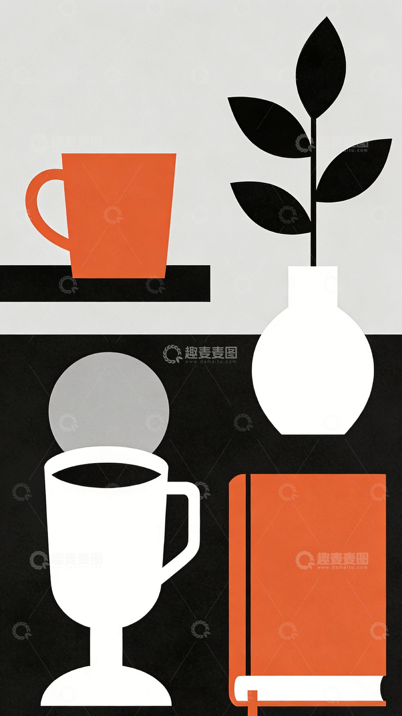 高清大图下载【趣麦麦图】简约风物品插画设计