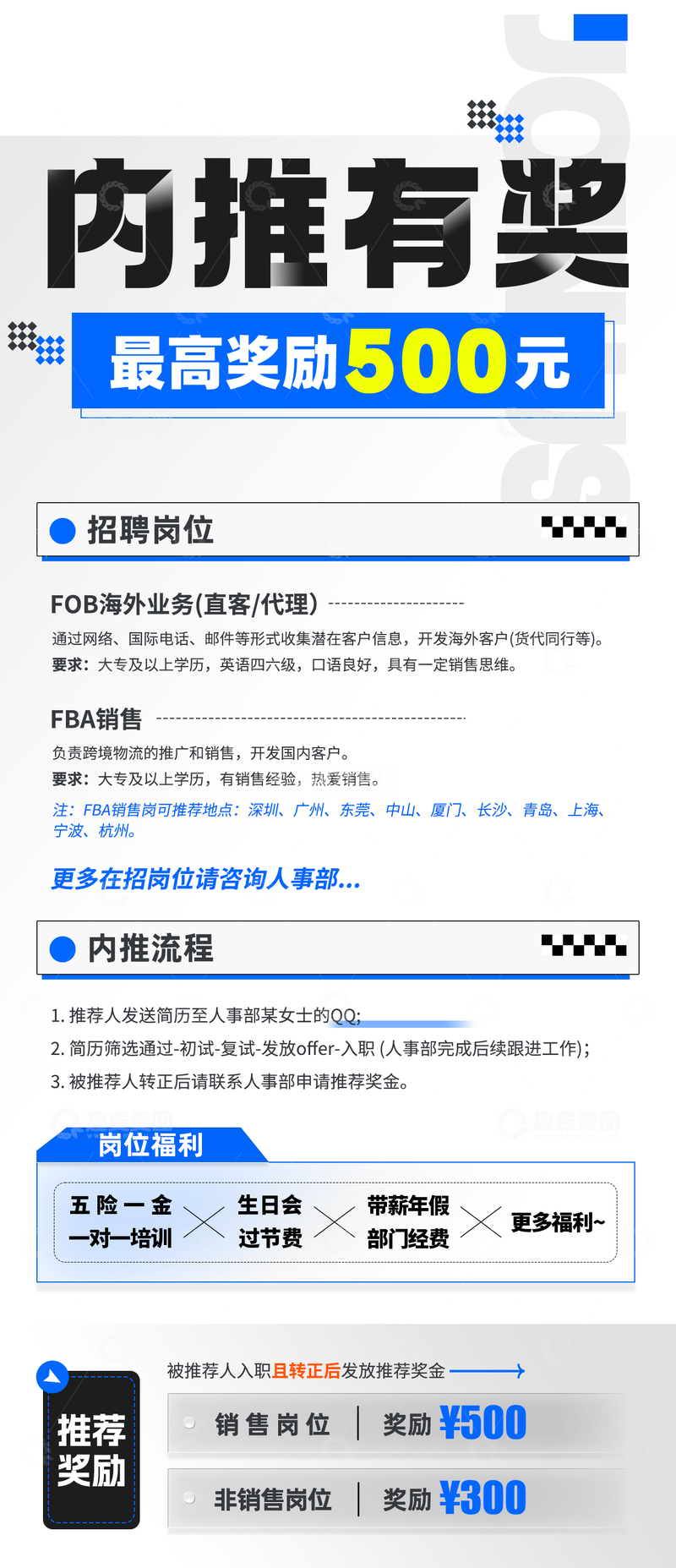 源文件下载【趣麦麦图】内推有奖招聘海报