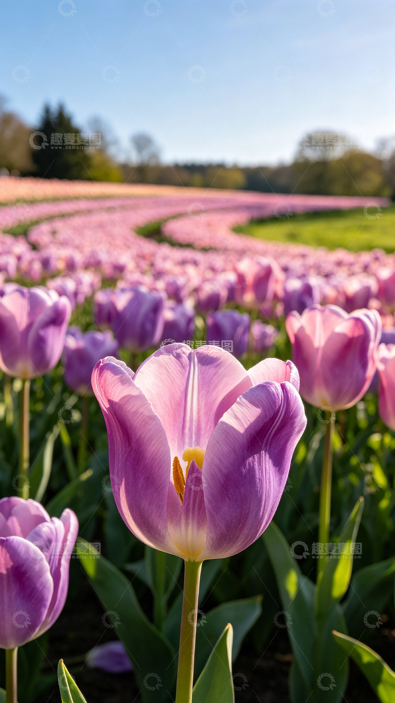 高清大图下载【趣麦麦图】紫色郁金香花海自然风光