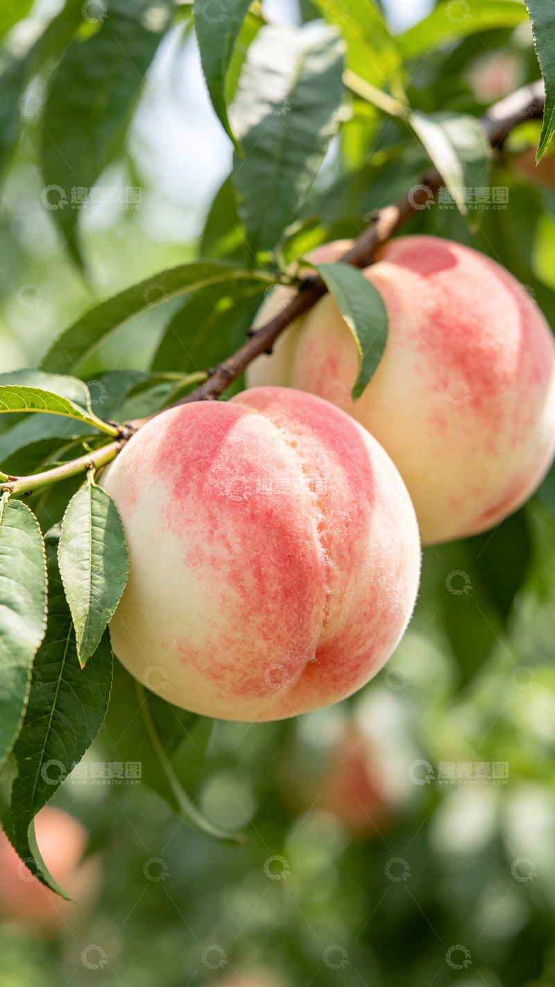 高清大图下载【趣麦麦图】桃树丰收季鲜桃满枝