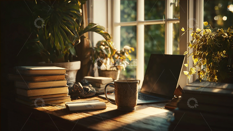 高清大图下载【趣麦麦图】秋日暖阳中的文学角落