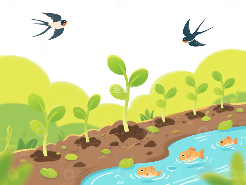 高清大图下载【趣麦麦图】田园风光插画设计素材