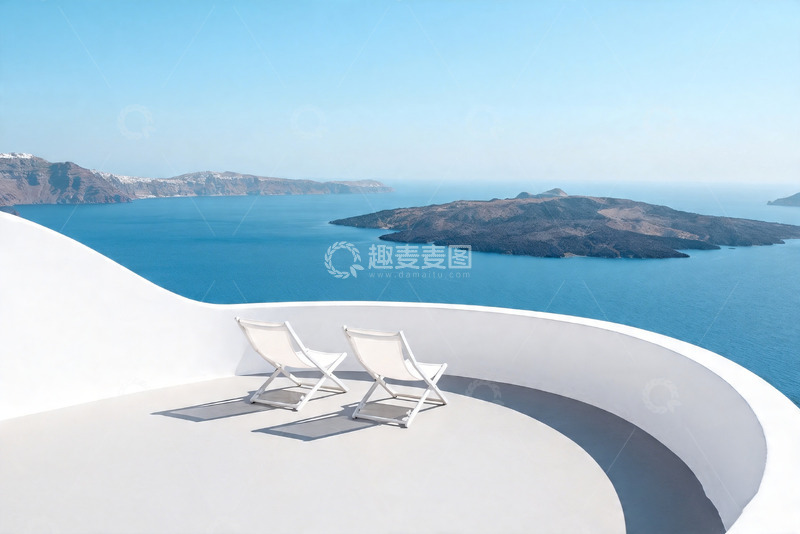 高清大图下载【趣麦麦图】ins极简纯白建筑拱窗海景框景