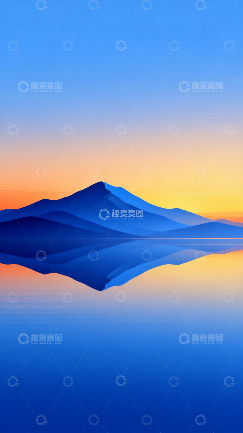 高清大图下载【趣麦麦图】沙漠黄昏山水意境图
