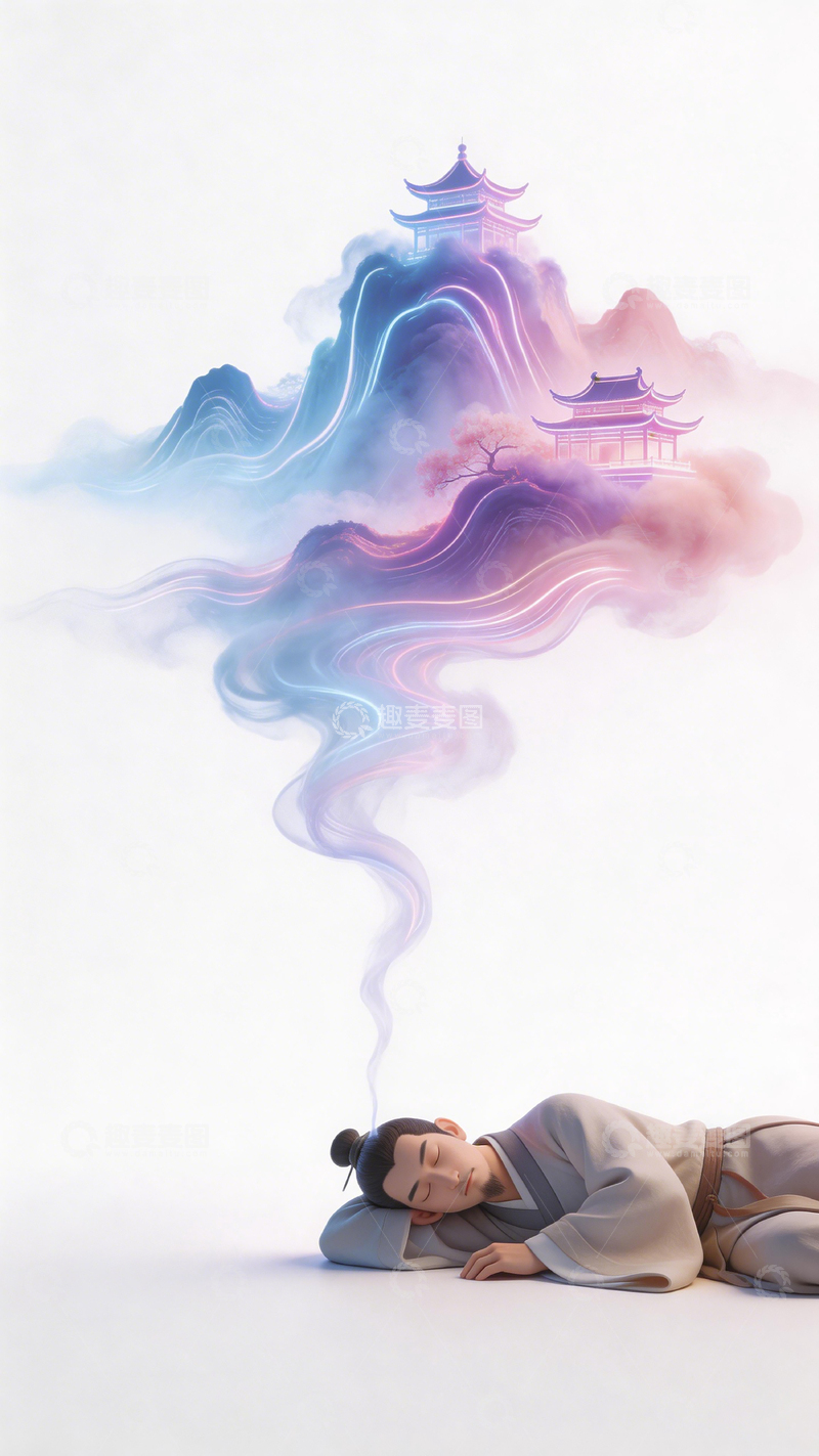 高清大图下载【趣麦麦图】古风仙境梦眠山水图