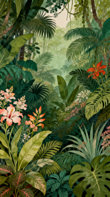 热带雨林植物插画