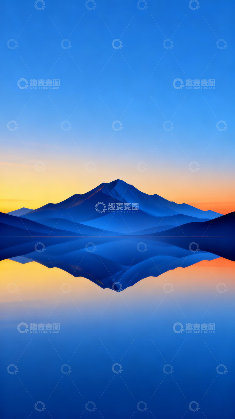 高清大图下载【趣麦麦图】山水倒影黄昏美景