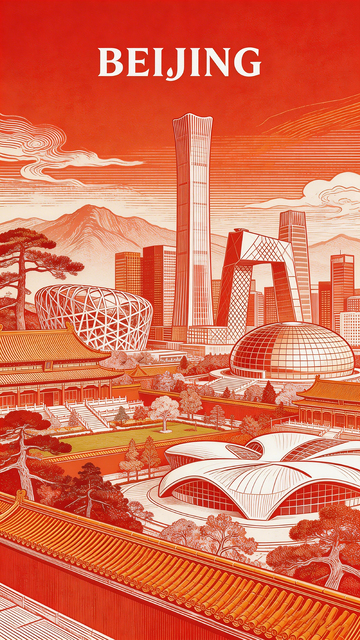 北京城市风光插画