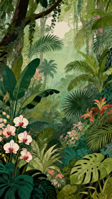 热带雨林插画风光