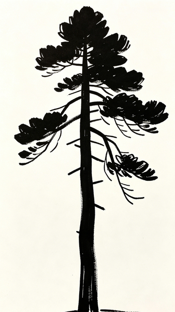 水墨松树国画艺术画作