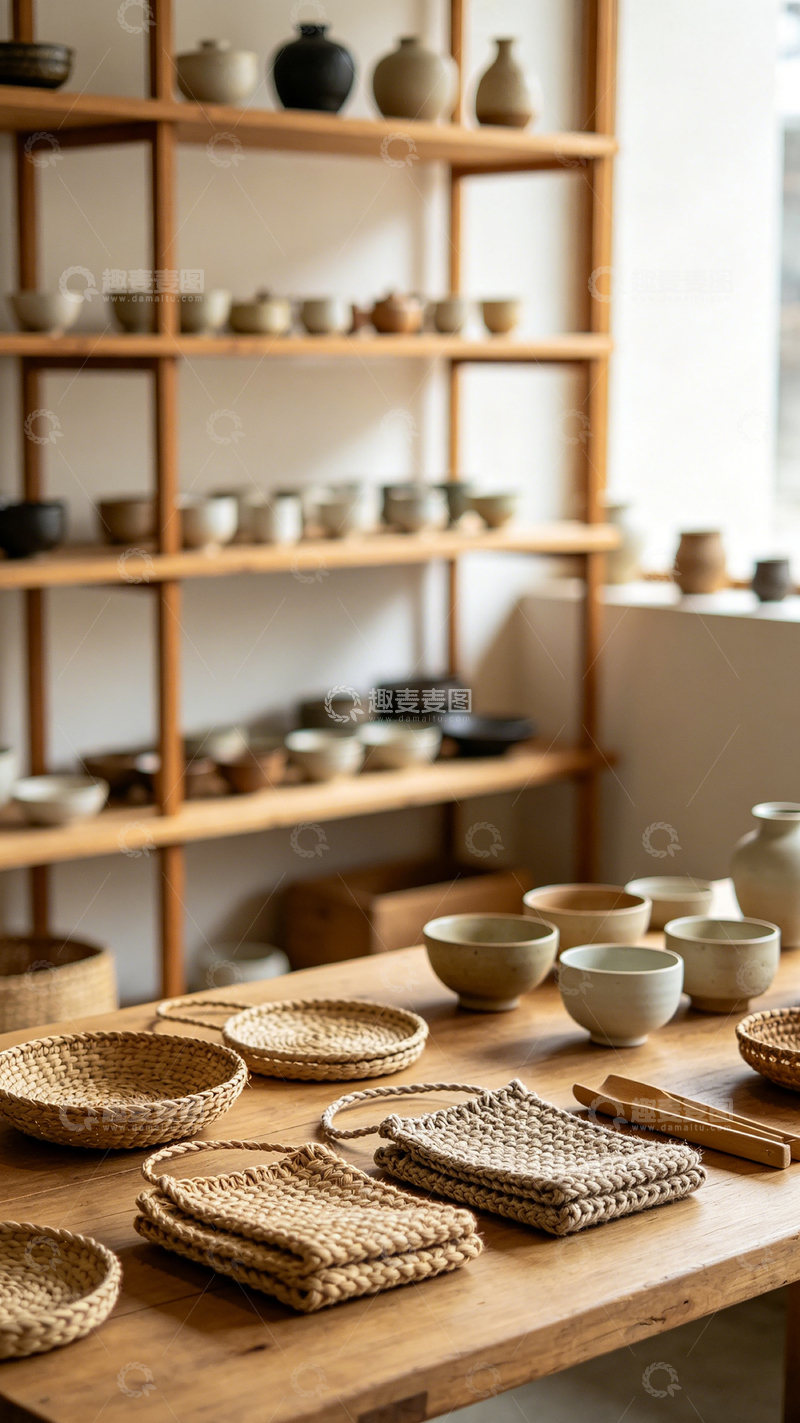 高清大图下载【趣麦麦图】陶艺工作室陶器展示