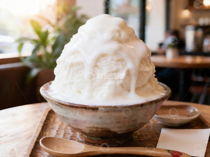 高清大图下载【趣麦麦图】椰子椰汁冰激凌绵绵冰冰沙碗