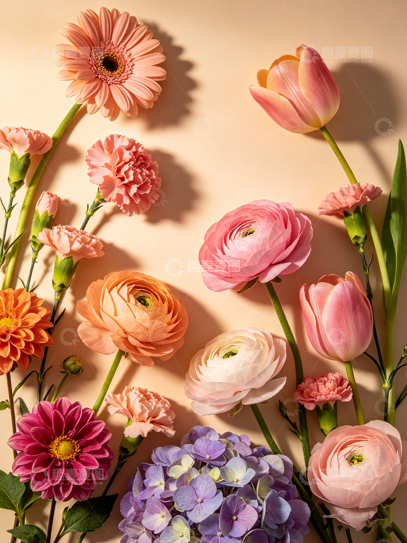 高清大图下载【趣麦麦图】暖色调花卉组合摄影