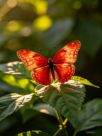 树叶上的红蝴蝶2