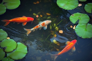 池塘里游水的锦鲤