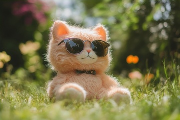 草地上可爱的一只毛绒玩具