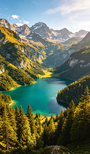 山水风光壮丽湖泊森林美景