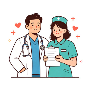 医护卡通形象宣传免扣插画素材