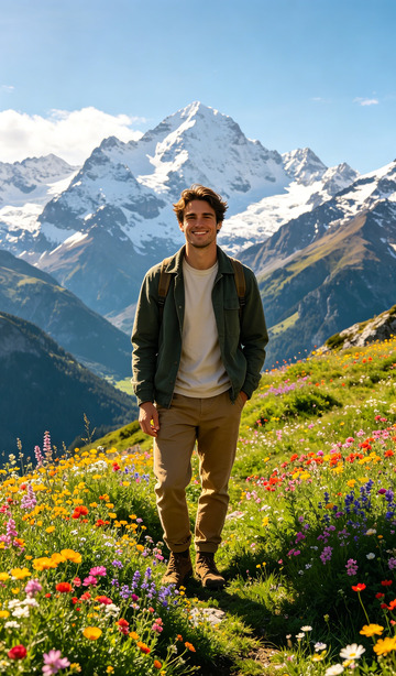 户外探险高山花海风光摄影