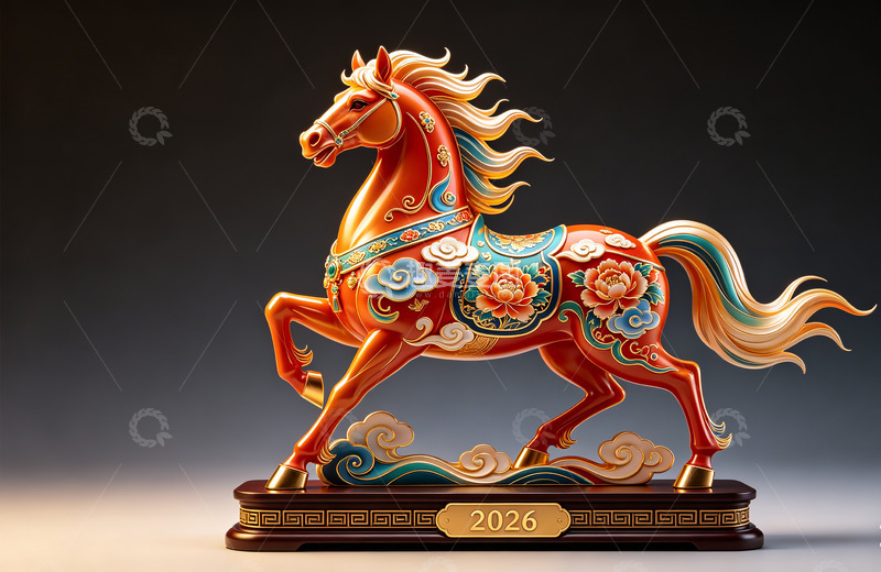 高清大图下载【趣麦麦图】-彩绘马雕塑艺术品