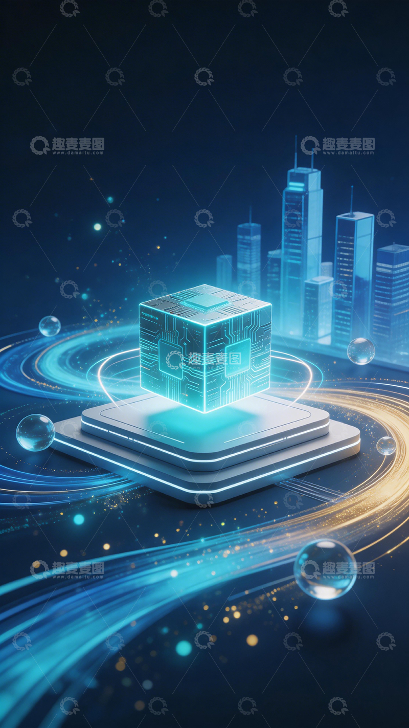 高清大图下载【趣麦麦图】未来科技城市芯片场景