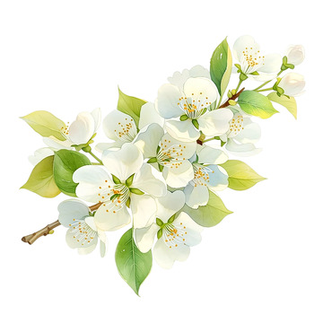 白色梨花盛开的瞬间