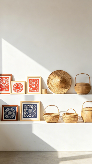 简约风格编织篮装饰画展示