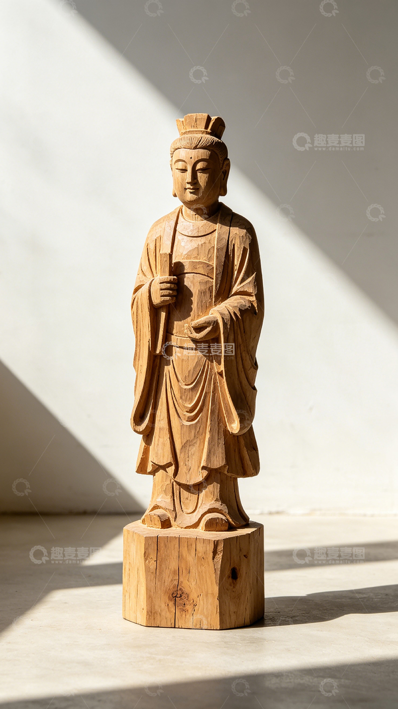 高清大图下载【趣麦麦图】木雕古风人物艺术摆件