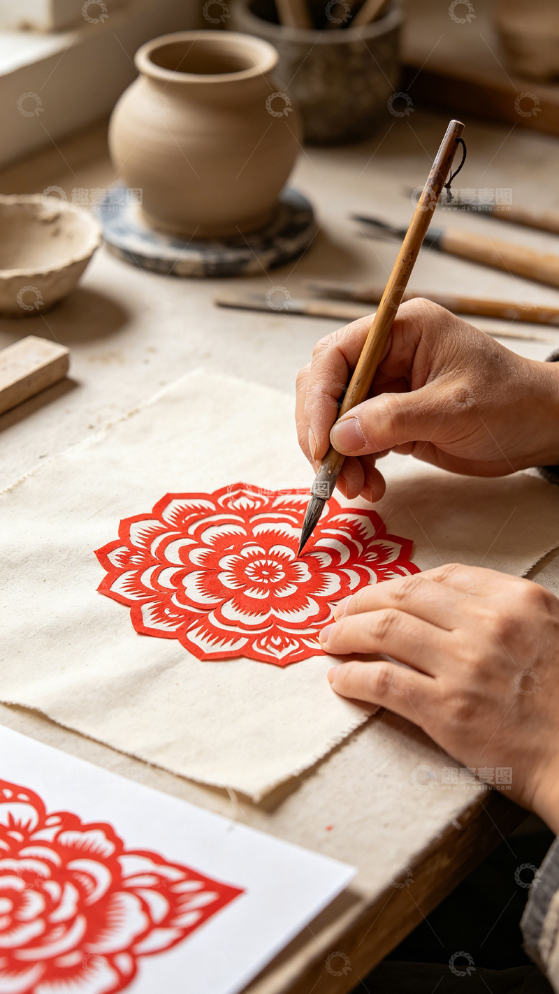 高清大图下载【趣麦麦图】-剪纸艺术手工创作