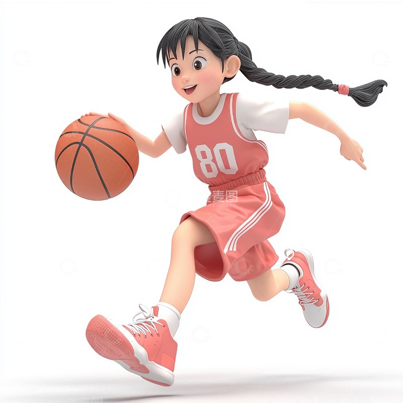 高清大图下载【趣麦麦图】卡通篮球女孩运动动画素材