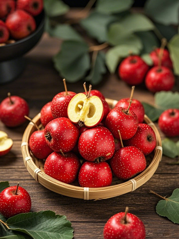 新鲜山楂果篮摄影