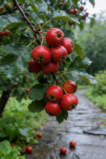雨后山楂红满枝