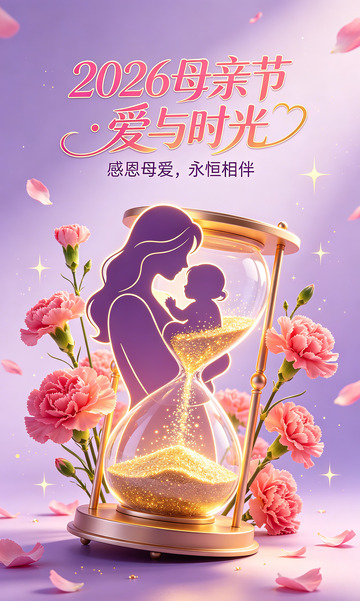 2026母亲节沙漏宣传海报