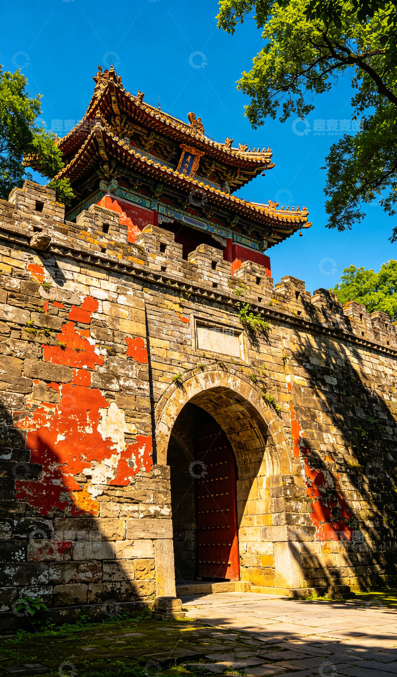 高清大图下载【趣麦麦图】-古建风光石墙城门