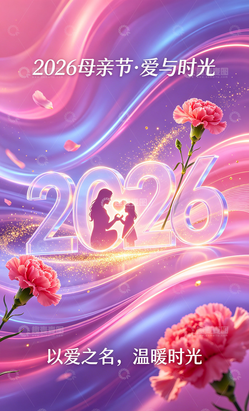 高清大图下载【趣麦麦图】2026母亲节海报爱与时光
