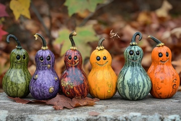 一排整齐摆放的南瓜