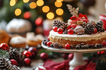 圣诞节美味的奶油蛋糕