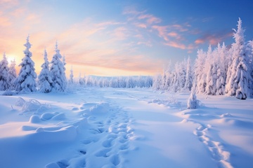 冬天白雪雪地自然美景