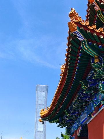 古建与现代高楼对比