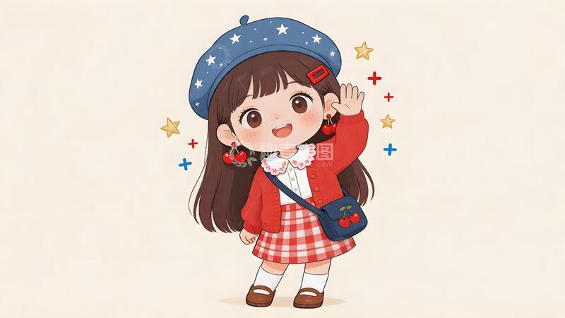 高清大图下载【趣麦麦图】卡通少女插画动漫人物元素设计