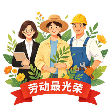 劳动最光荣宣传节日插画素材